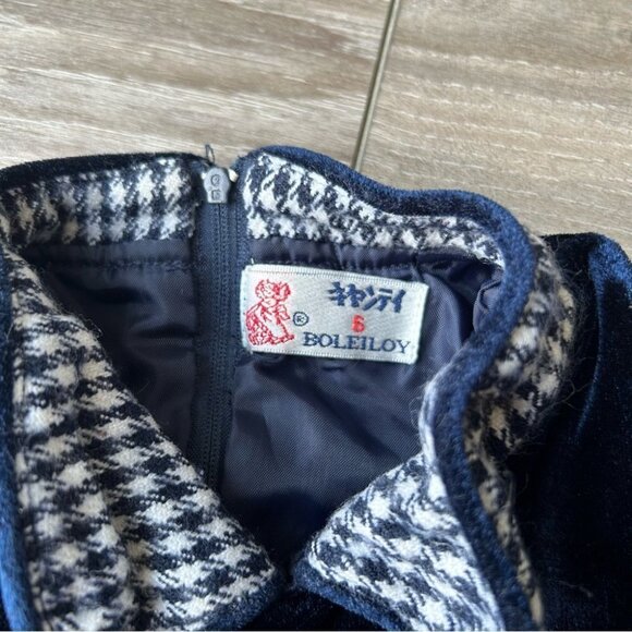 Vintage Boleiloy From Japan Velvet Plaid Ruffles Dress - Picture 5 of 15